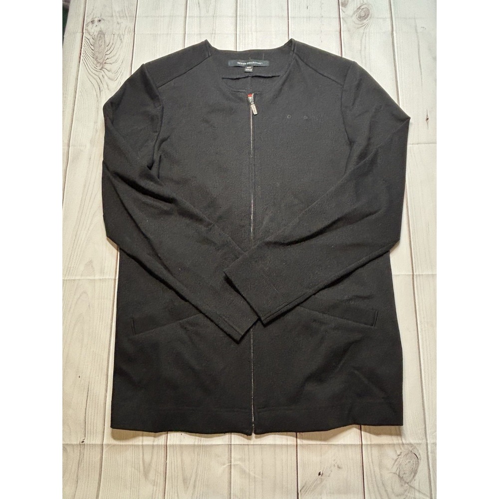 Women's Design Collective Fitted Jacket Blouse Size Medium Black